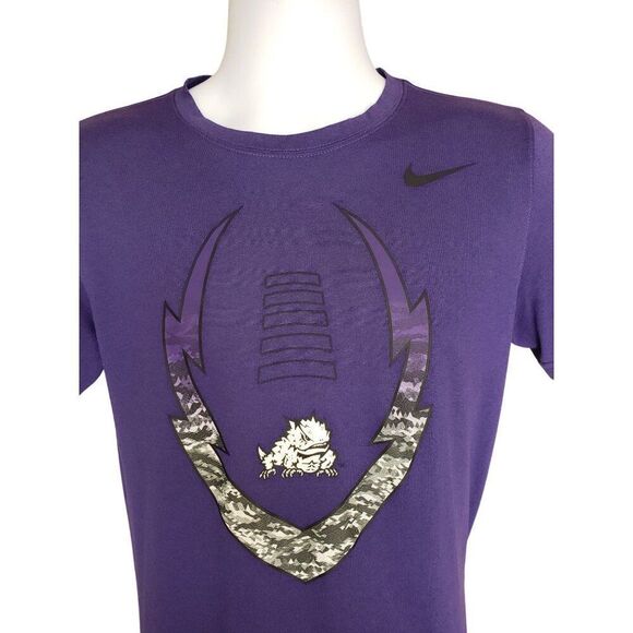 Nike Mens Dri-Fit Tee S Purple TCU Horned Frogs Graphic Athletic Sportswear - Picture 3 of 6